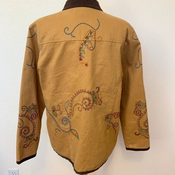 Womens cotton jacket SZ M embroidered Denim + Co - Picture 5 of 7